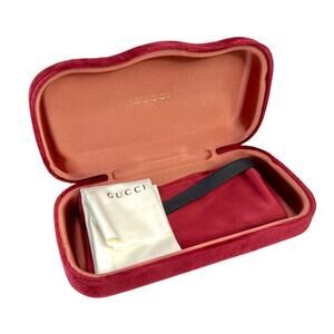 Gucci Burgundy Velvet Glasses Large Hard Case Cloth, & Dust Bag (No Glasses)